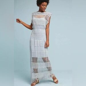 Anthropologie Collahan Crocheted Fringe Maxi Dress Size S MSRP: $198